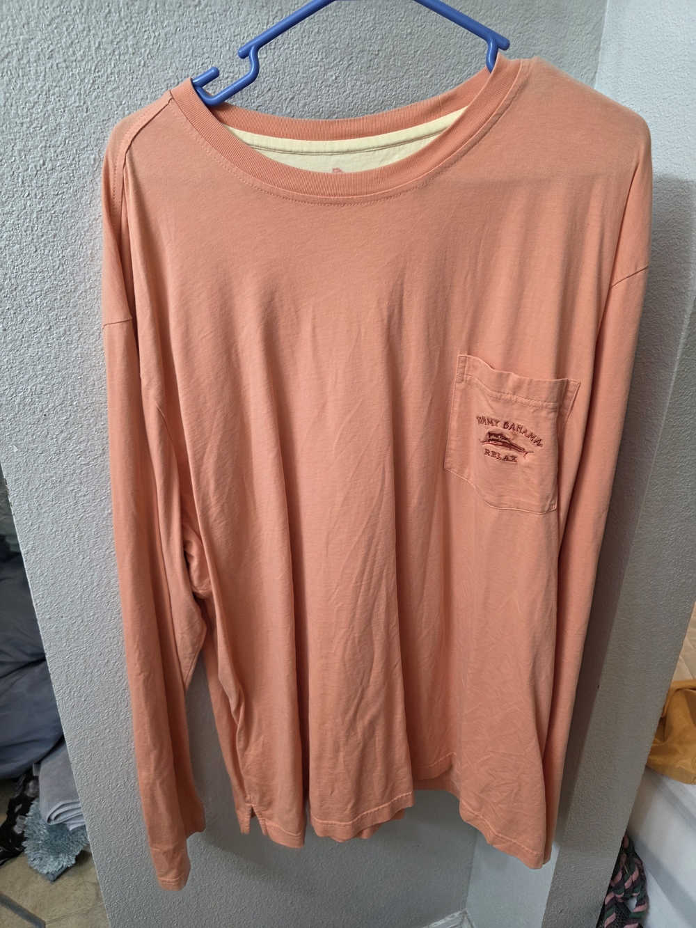 Tommy Bahama Peach Long Sleeve Pocket Tee
